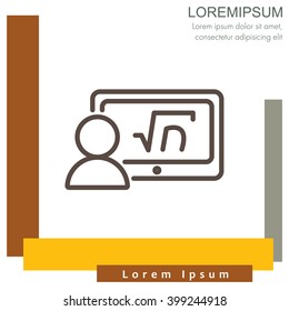 Web line icon. Gadget with formula, analyst