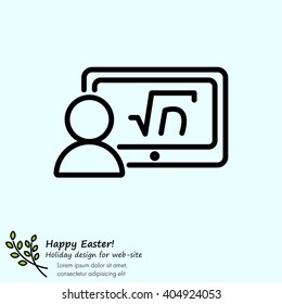 Web line icon. Gadget with formula, analyst