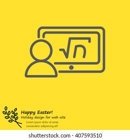 Web line icon. Gadget with formula, analyst