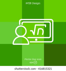 Web line icon. Gadget with formula, analyst