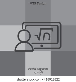 Web line icon. Gadget with formula, analyst