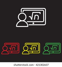 Web line icon. Gadget with formula, analyst