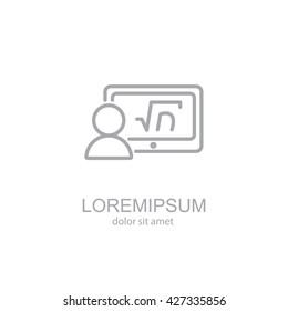 Web line icon. Gadget with formula, analyst