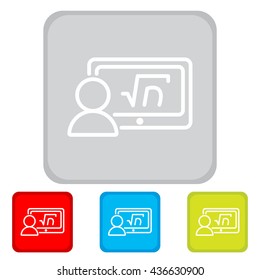 Web line icon. Gadget with formula, analyst