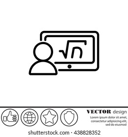 Web line icon. Gadget with formula, analyst