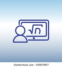 Web line icon. Gadget with formula, analyst