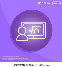 Web line icon. Gadget with formula, analyst