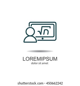 Web line icon. Gadget with formula, analyst
