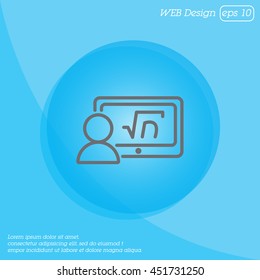 Web line icon. Gadget with formula, analyst
