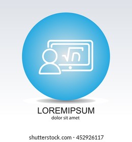 Web line icon. Gadget with formula, analyst
