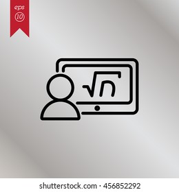 Web line icon. Gadget with formula, analyst