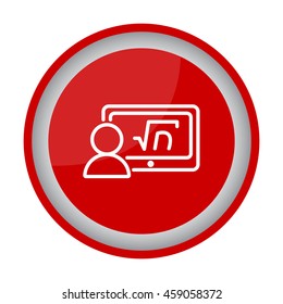 Web line icon. Gadget with formula, analyst