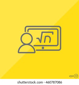 Web line icon. Gadget with formula, analyst