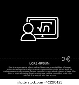 Web line icon. Gadget with formula, analyst