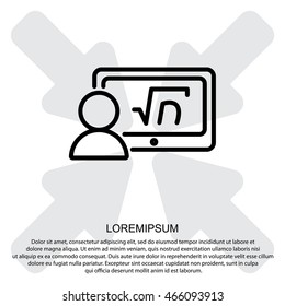 Web line icon. Gadget with formula, analyst