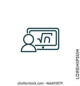 Web line icon. Gadget with formula, analyst