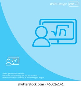 Web line icon. Gadget with formula, analyst