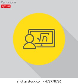 Web line icon. Gadget with formula, analyst