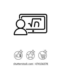 Web line icon. Gadget with formula, analyst