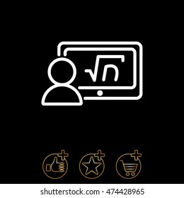 Web line icon. Gadget with formula, analyst