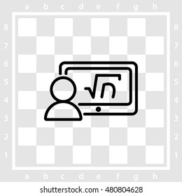 Web line icon. Gadget with formula, analyst