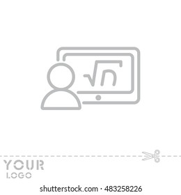 Web line icon. Gadget with formula, analyst