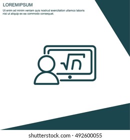 Web line icon. Gadget with formula, analyst