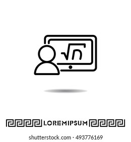 Web line icon. Gadget with formula, analyst