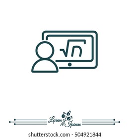 Web line icon. Gadget with formula, analyst