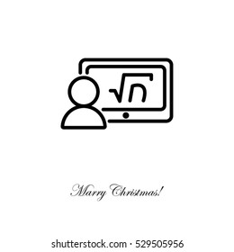 Web line icon. Gadget with formula, analyst