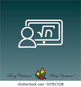 Web line icon. Gadget with formula, analyst