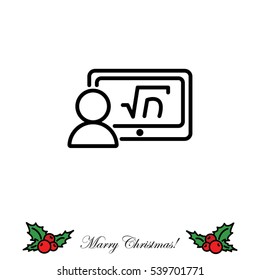 Web line icon. Gadget with formula, analyst