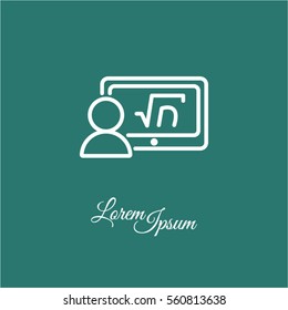 Web line icon. Gadget with formula, analyst