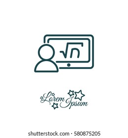Web line icon. Gadget with formula, analyst