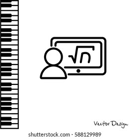 Web line icon. Gadget with formula, analyst