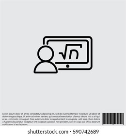 Web line icon. Gadget with formula, analyst