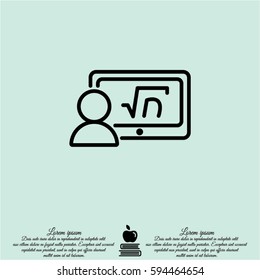Web line icon. Gadget with formula, analyst