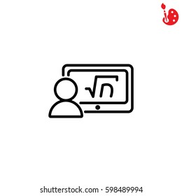 Web line icon. Gadget with formula, analyst