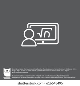 Web line icon. Gadget with formula, analyst
