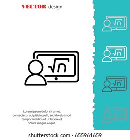 Web line icon. Gadget with formula, analyst