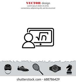 Web line icon. Gadget with formula, analyst