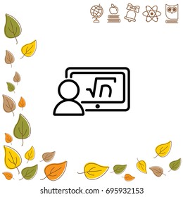 Web line icon. Gadget with formula, analyst