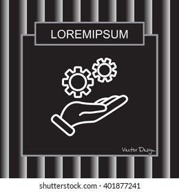 Web line icon. Gears (mechanism) in hand