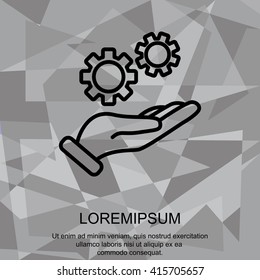 Web line icon. Gears (mechanism) in hand