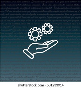 Web line icon. Gears (mechanism) in hand
