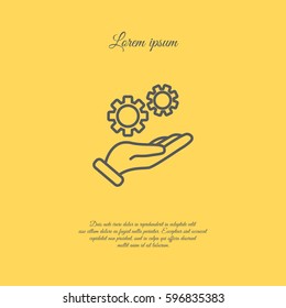 Web line icon. Gears (mechanism) in hand