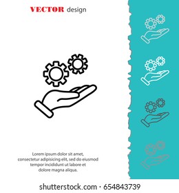 Web line icon. Gears (mechanism) in hand