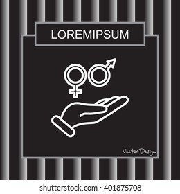 Web line icon. Gender symbol (symbols of men and women) in hand