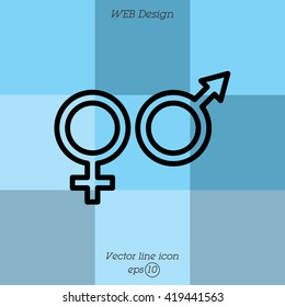 Web line icon. Gender symbol, Symbols of men and women