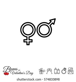 Web line icon. Gender symbol, Symbols of men and women